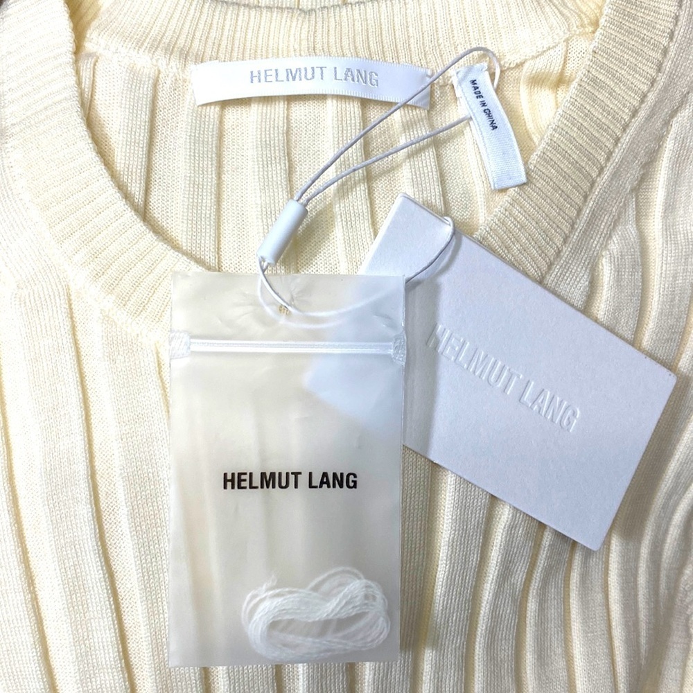 Helmut Lang Fine Ribbed Wool Crewneck Sweater Top Size Large - Picture 7 of 7